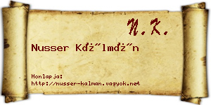 Nusser Kálmán névjegykártya